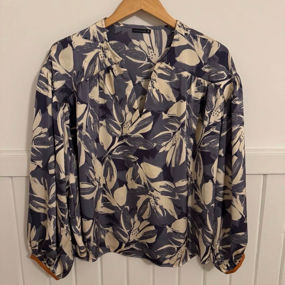 Skatie Navy and Cream Floral Blouse